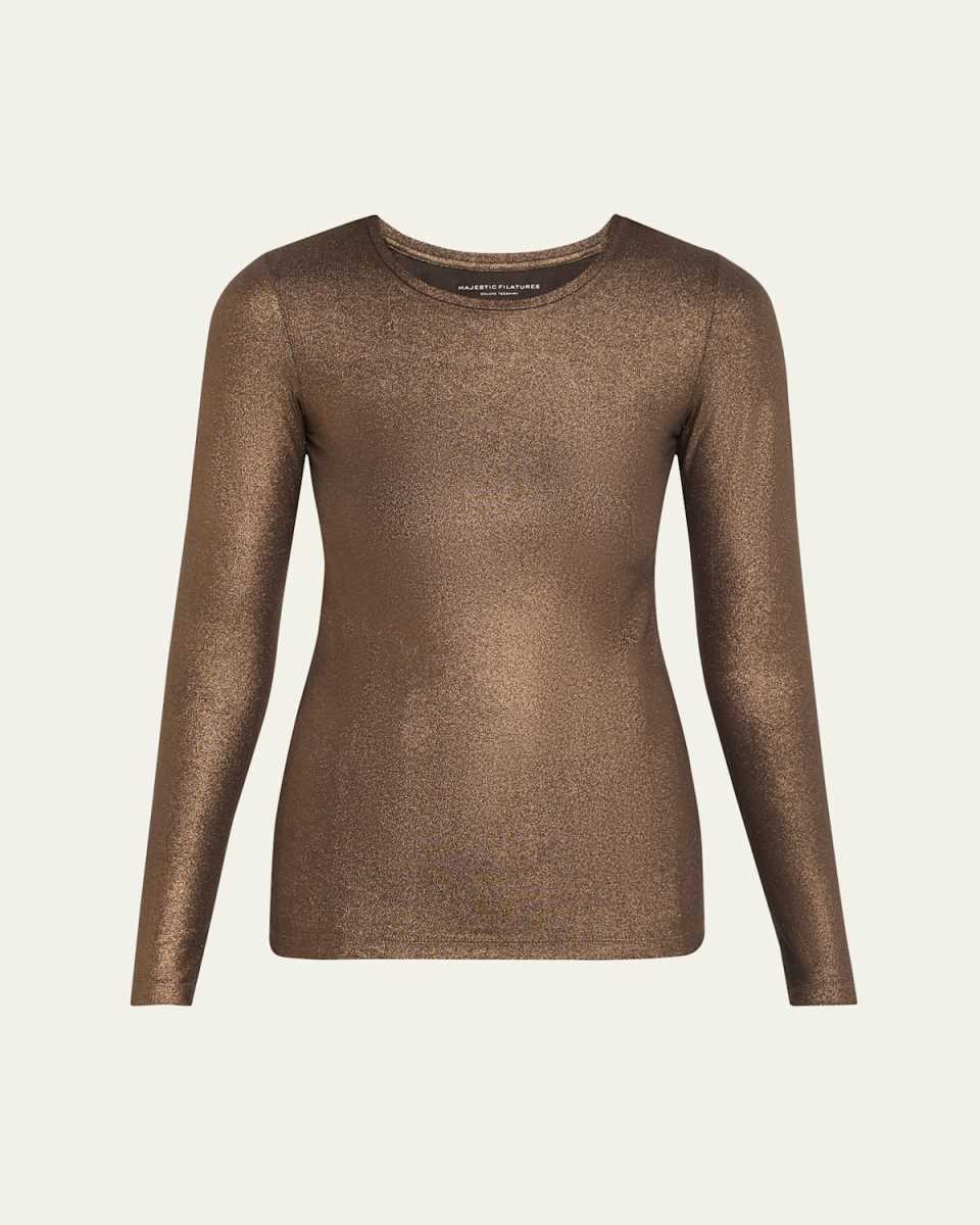 Metallic Long-Sleeve Viscose Tee