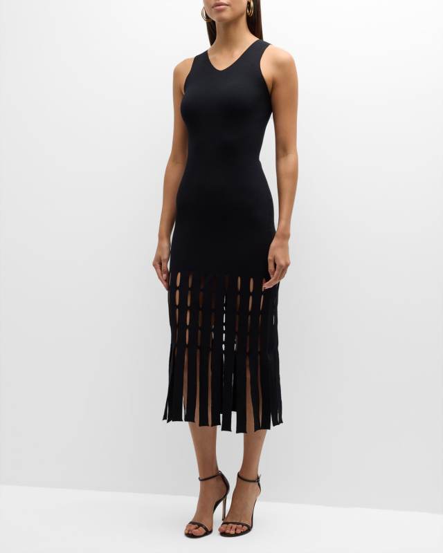 Kaia Fringe-Trim Midi Dress