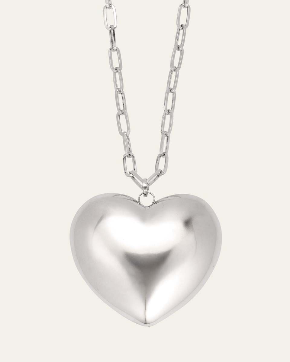 14k White Gold Heart Necklace