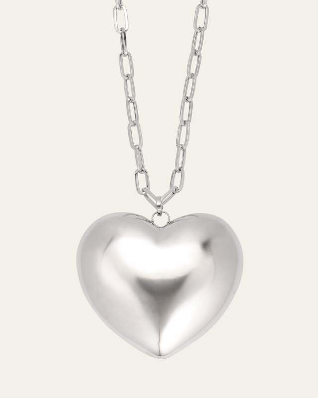 14k White Gold Heart Necklace