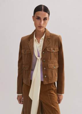 ME + EM Velvet Military Crop Jacket