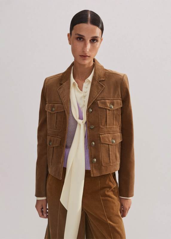 ME + EM Velvet Military Crop Jacket