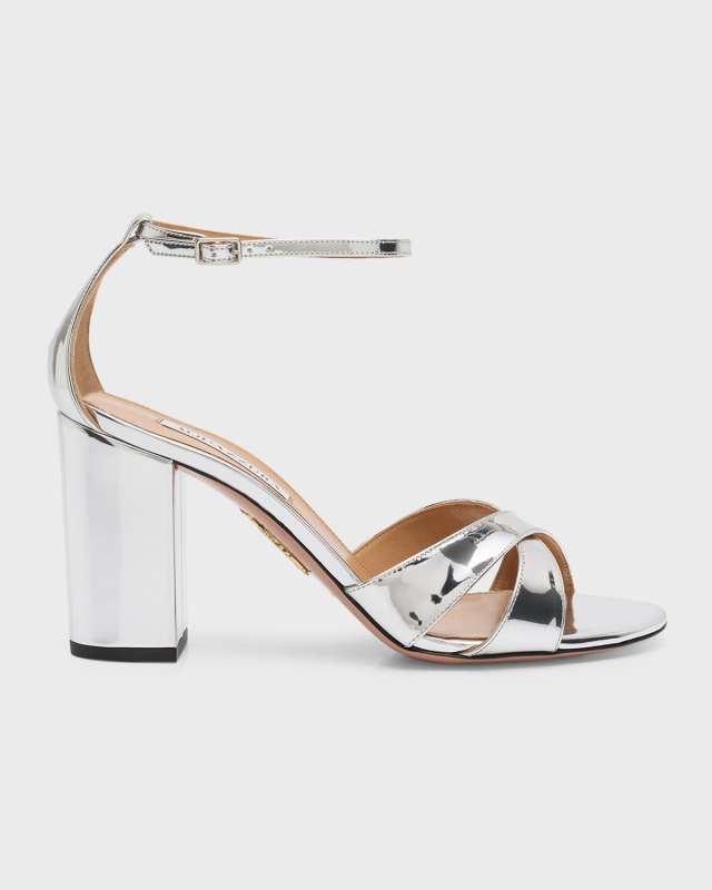 Divine Metallic Crisscross Ankle-Strap Sandals