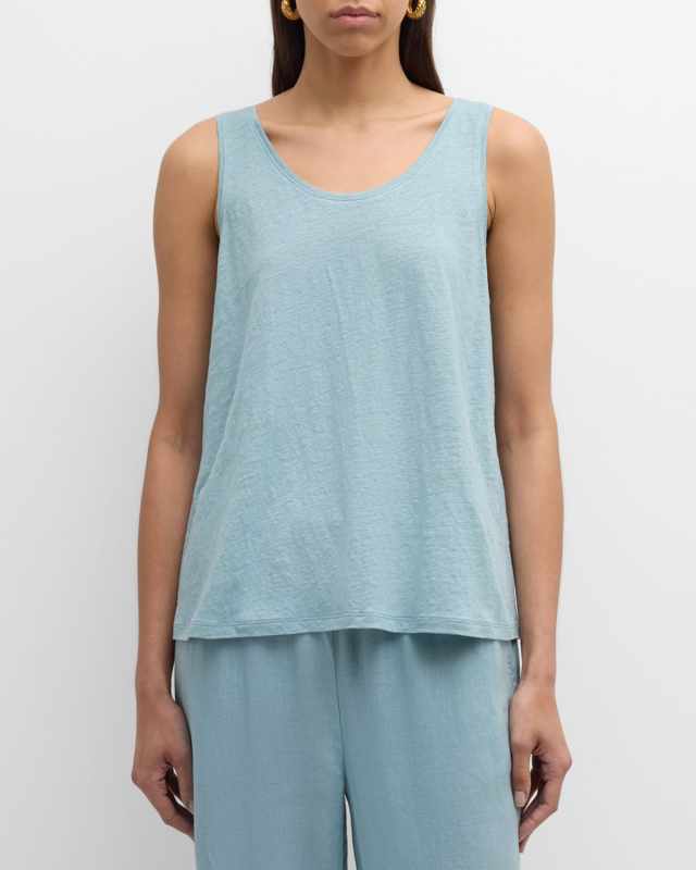 Scoop-Neck Linen Jersey Tank