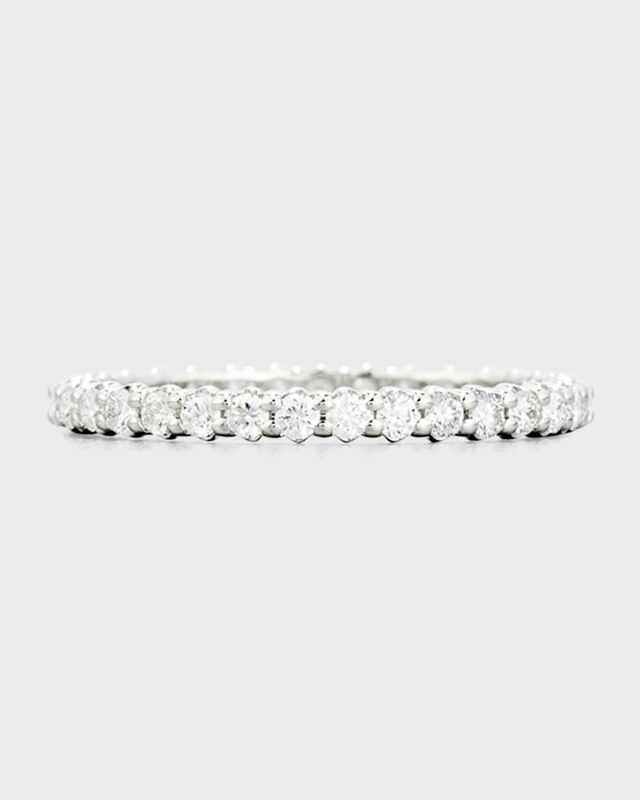 Diamond Eternity Band Ring in 18K White Gold Size 7, 0.66tcw