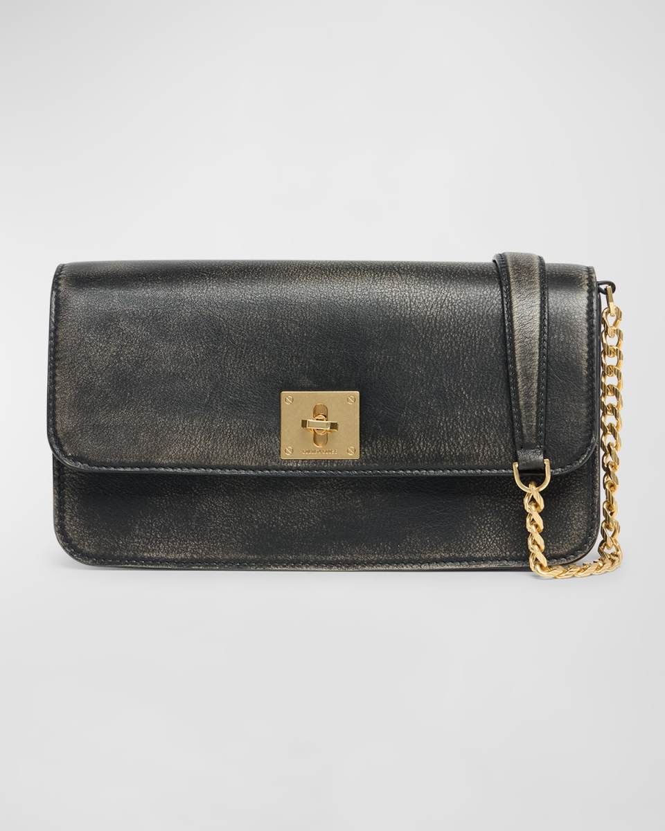 Gioia Flap Distressed Leather Shoulder Bag