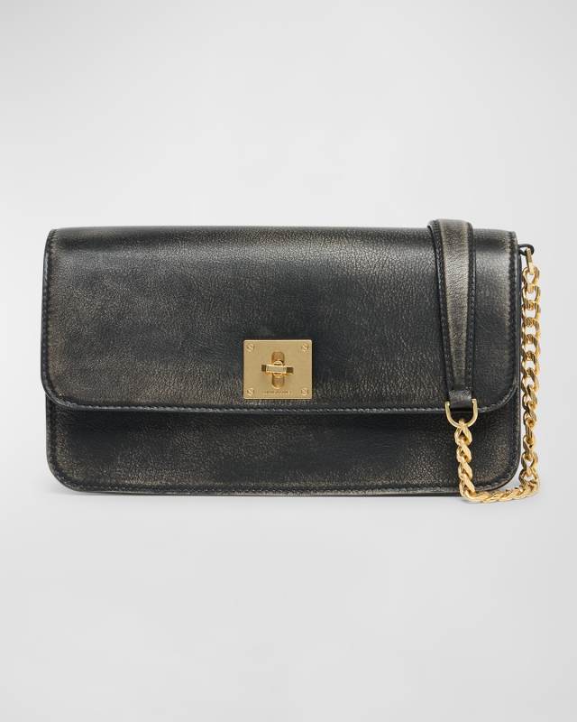 Gioia Flap Distressed Leather Shoulder Bag