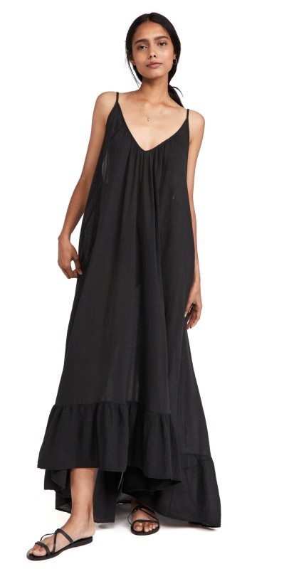 9seed Paloma Ruffle Maxi Dress Black