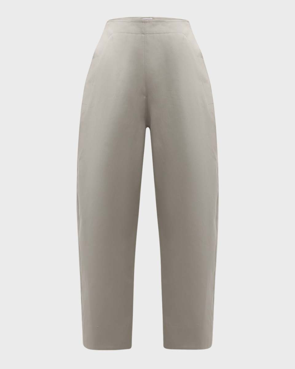 High-Rise Wide-Leg Cotton Twill Trousers