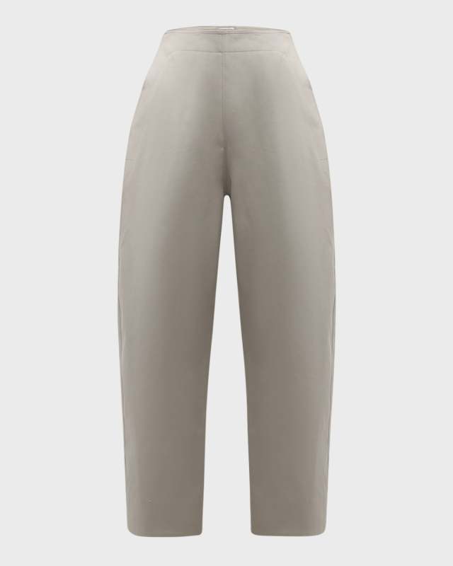 High-Rise Wide-Leg Cotton Twill Trousers