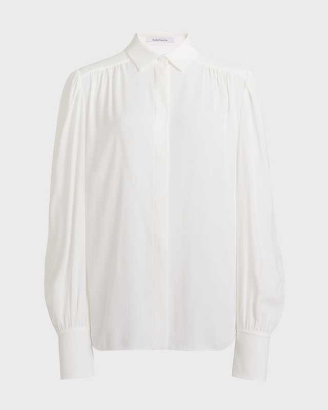 Gathered Button-Front Blouse