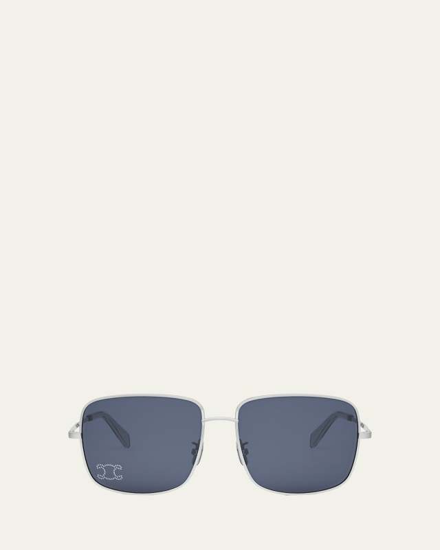 Rhinestone Triomphe Metal Square Sunglasses