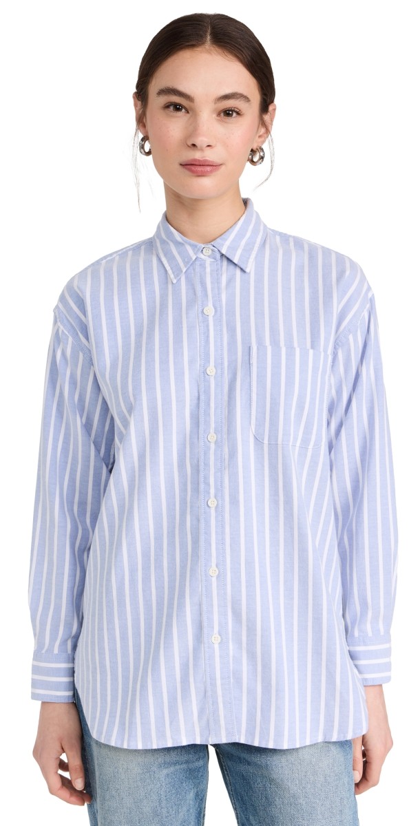 Faherty Stretch Oxford Relaxed Shirt Mangrove Stripe
