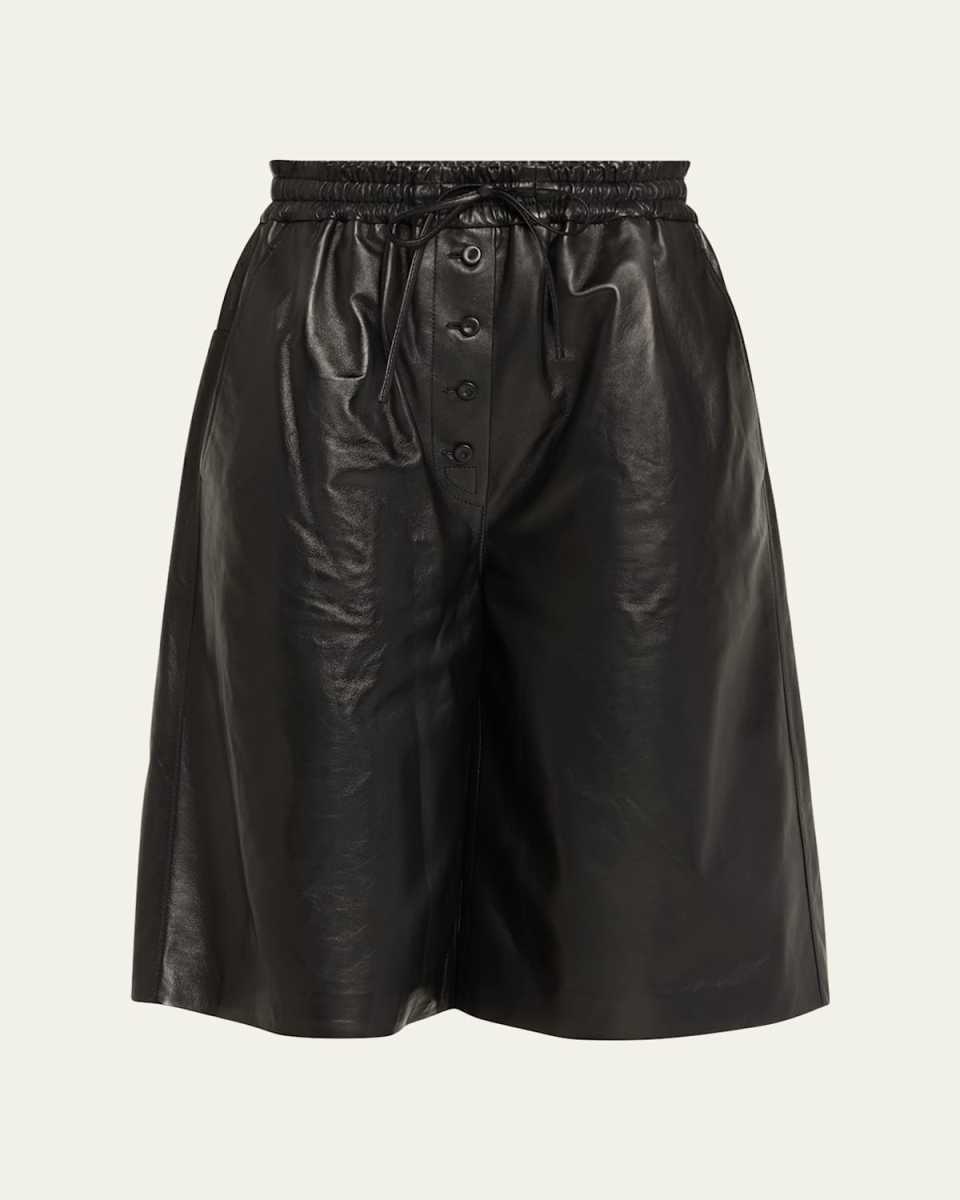 Drawstring Leather Shorts