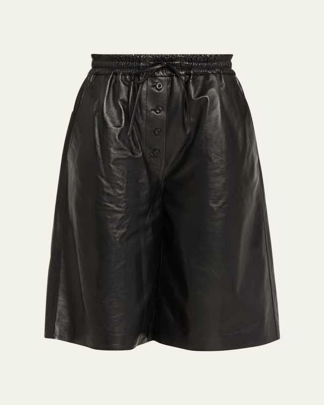 Drawstring Leather Shorts