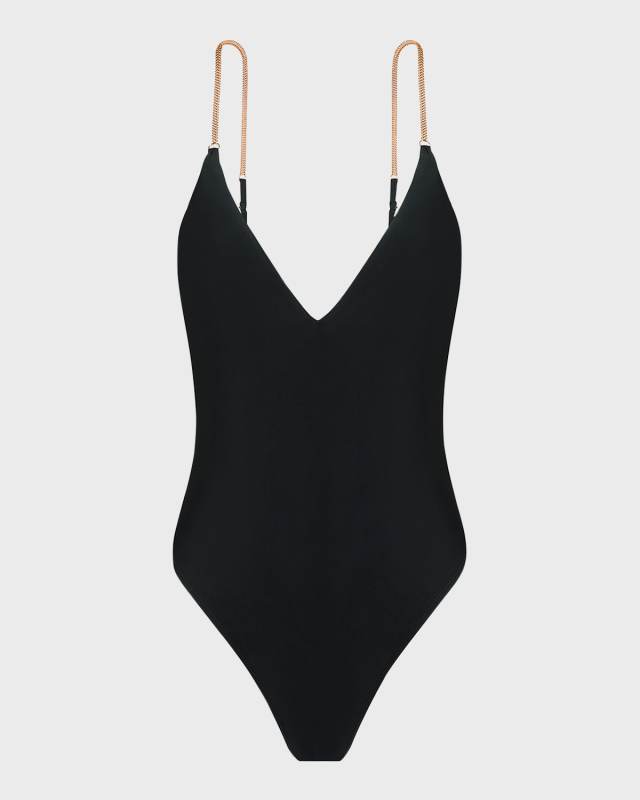 Solid Melody Backless Brazilian One-Piece Swimsuit