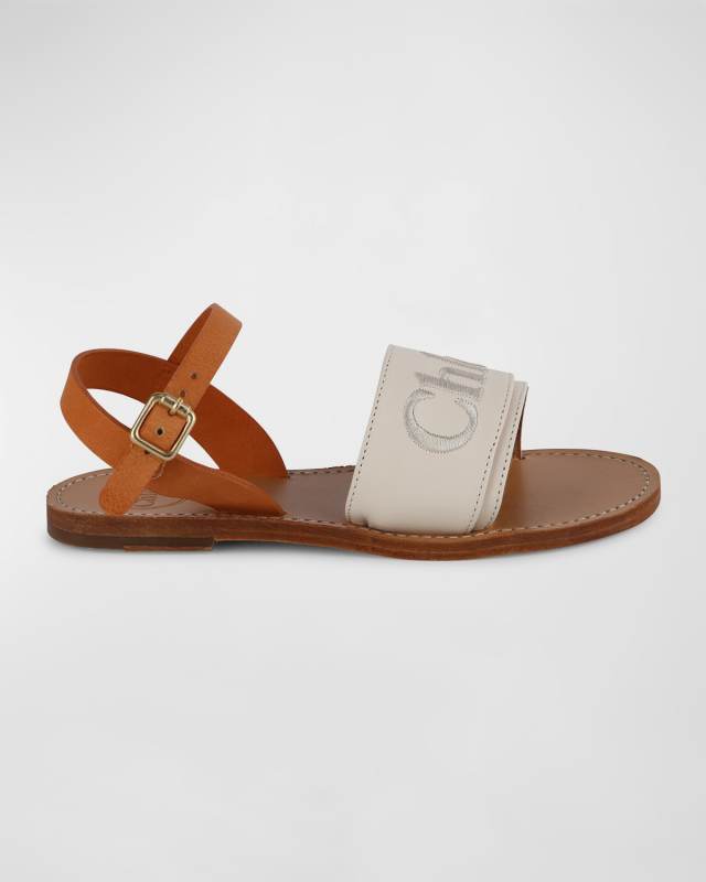 Girl's Logo Band Leather Sandals, Toddlers/Kids