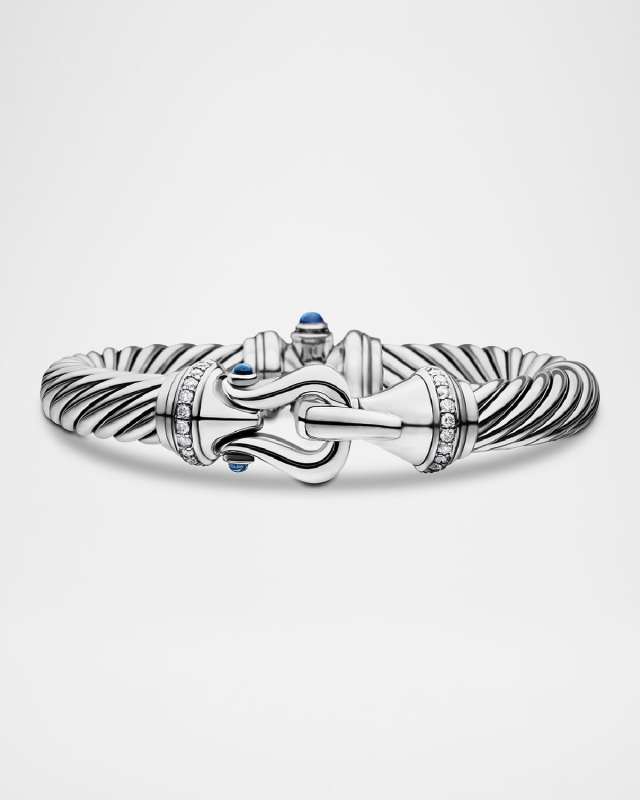 9mm Cable Buckle Bracelet w/ Diamonds & Topaz