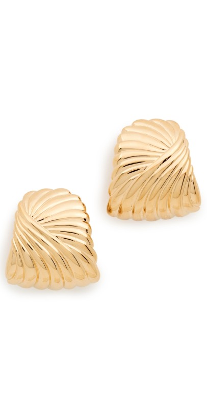 Missoma Wavy Ridge Ripple Oversized Stud Earrings Gold