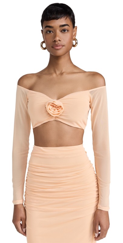 AFRM Elden Rosette Crop Top Peach Fuzz