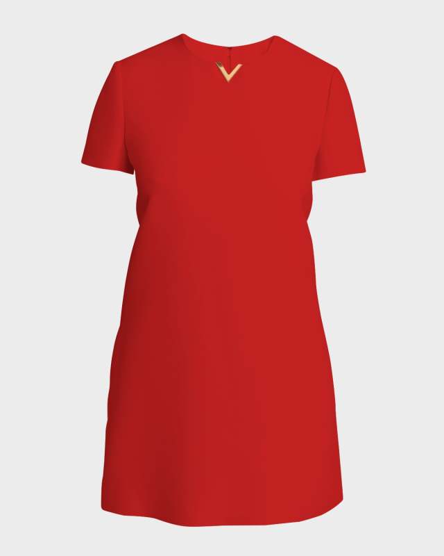 Crepe Couture Mini Dress with Logo Hardware