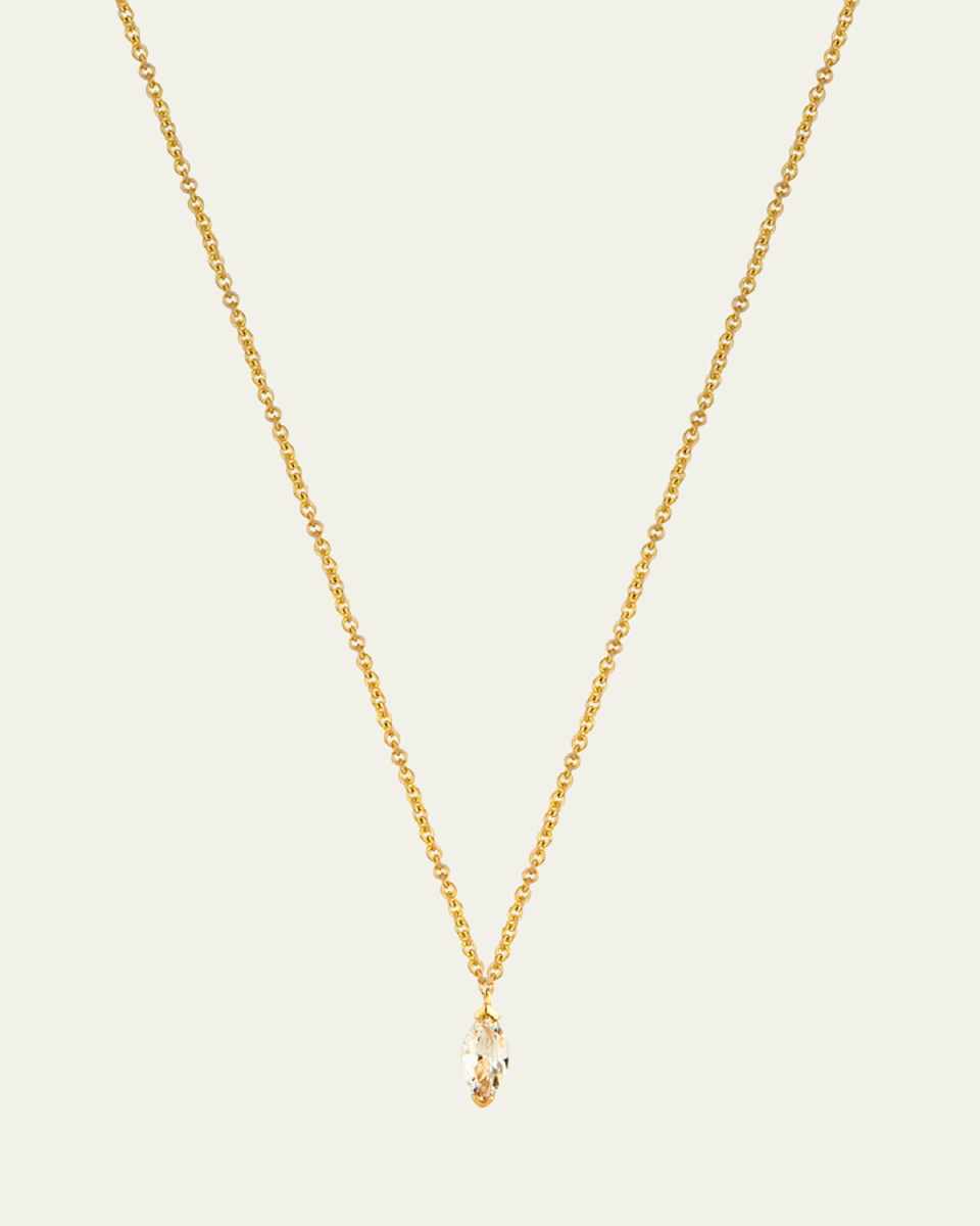 14K Yellow Gold Veto Solitaire Necklace with Marquise Lab Grown Diamond