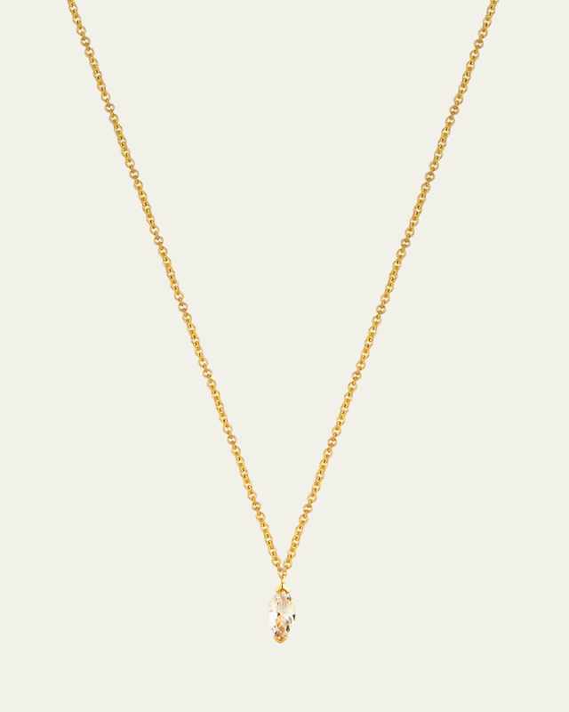 14K Yellow Gold Veto Solitaire Necklace with Marquise Lab Grown Diamond