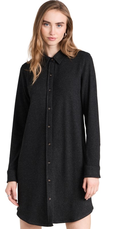 Faherty Legend Sweater Dress Heathered Black Twill