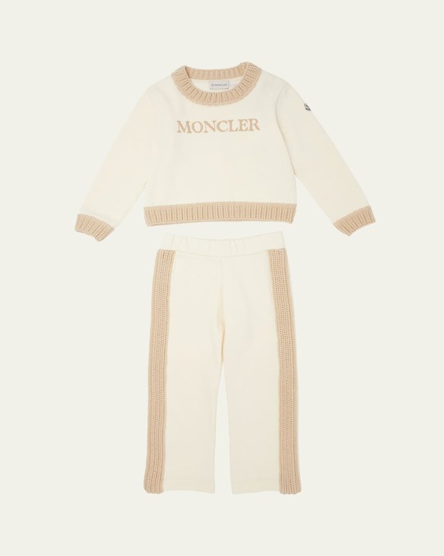 Girl's Embroidered Logo-Print Knit Trim Set, Size 8-14