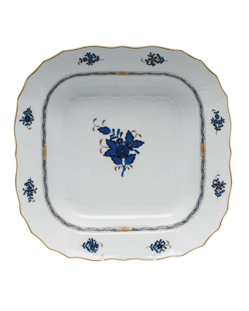 Chinese Bouquet Black Sapphire Square Fruit Dish
