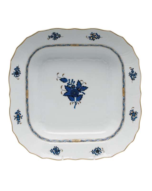 Chinese Bouquet Black Sapphire Square Fruit Dish