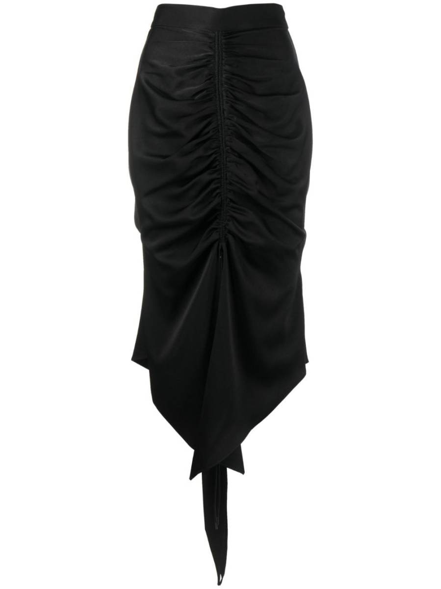 high-waisted ruched midi skirt