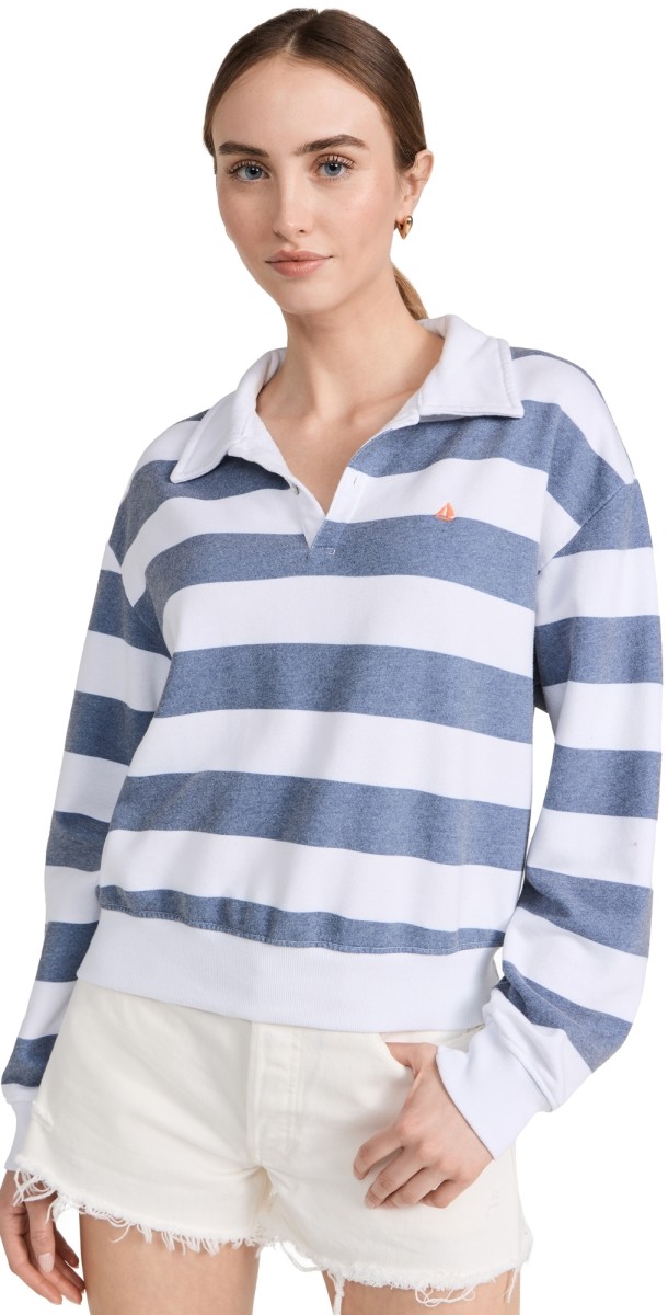SUNDRY Sail Collar Sweatshirt White