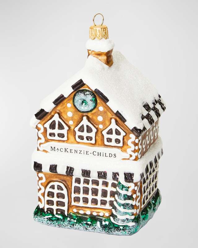 Gingerbread Farmhouse Glass Ornament