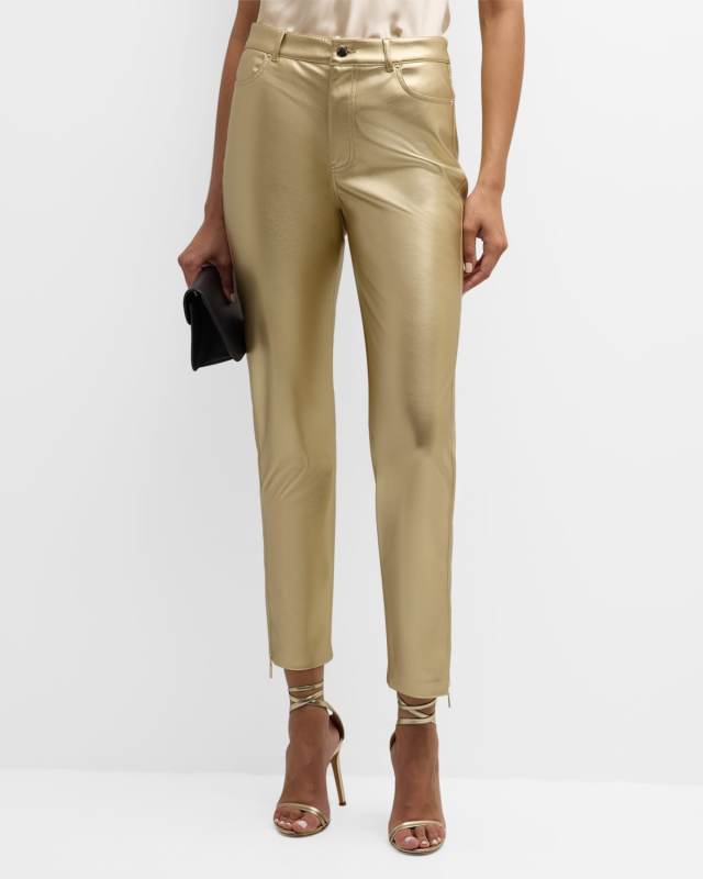 The Harley Cropped Metallic Vegan Leather Pants