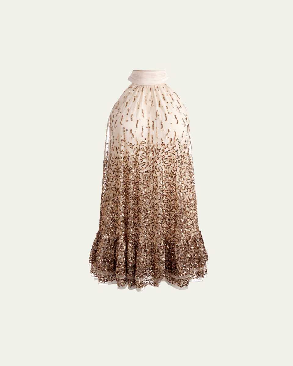 Zenon Sequined Tulle Mini Dress