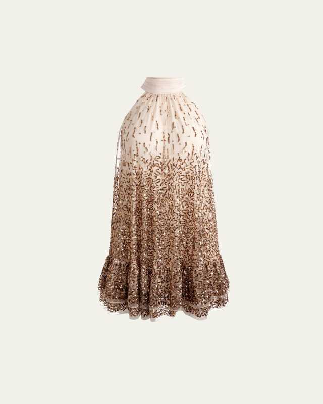 Zenon Sequined Tulle Mini Dress