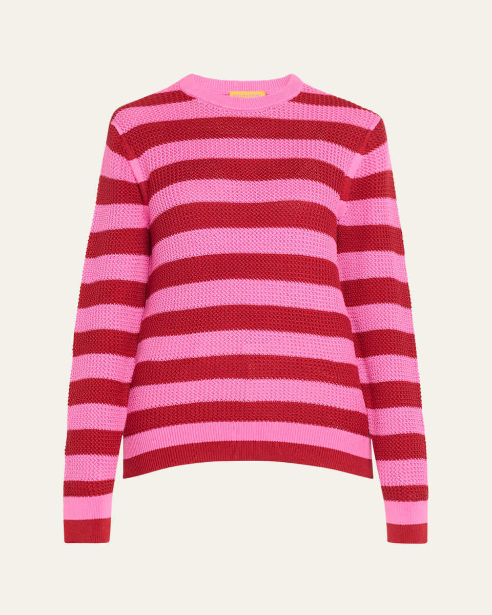 Net Stripe Cotton Crewneck Sweater