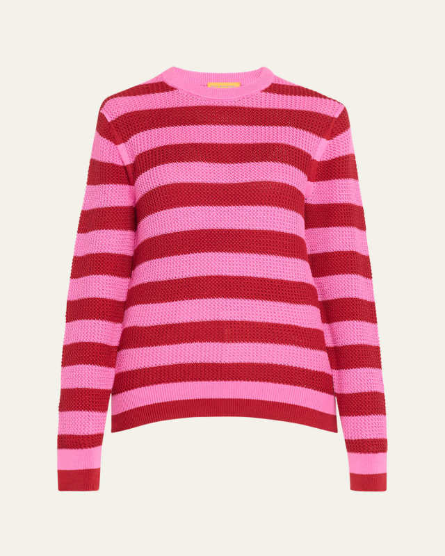 Net Stripe Cotton Crewneck Sweater