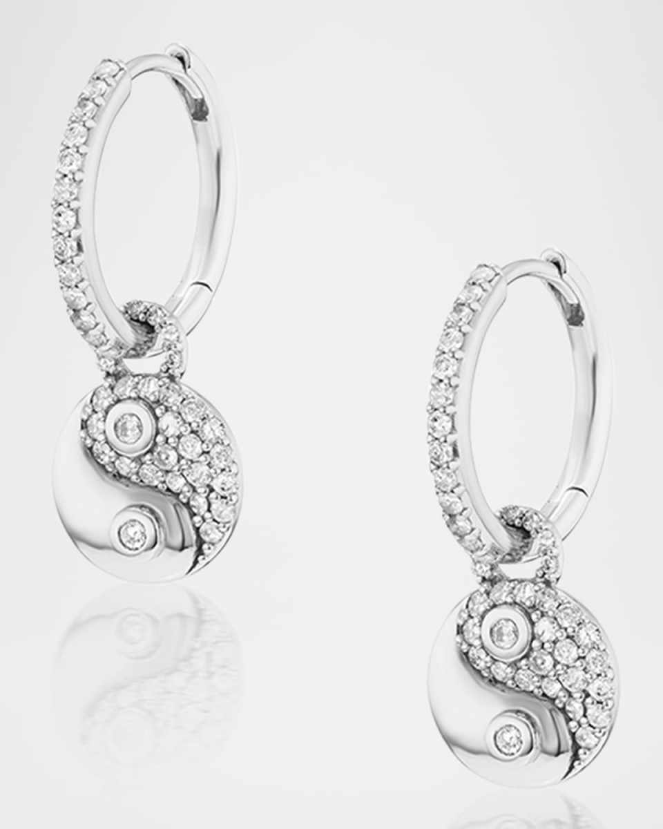 Sterling Silver Yin-Yang Diamond Huggie Earrings