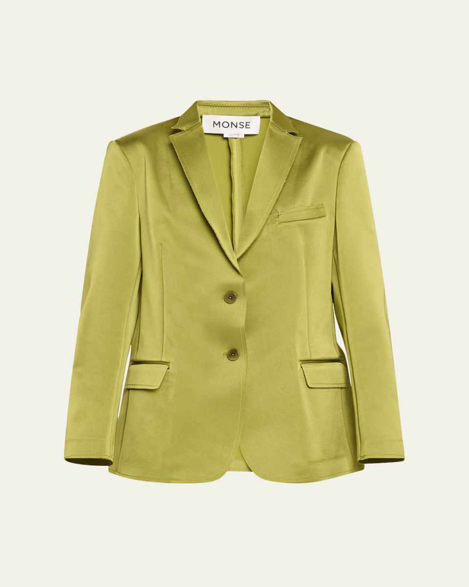 Satin Raw Edge Boxy Blazer