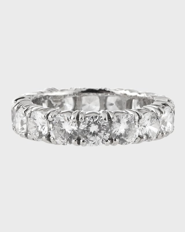 14k White Gold 4-Prong Round Eternity Band