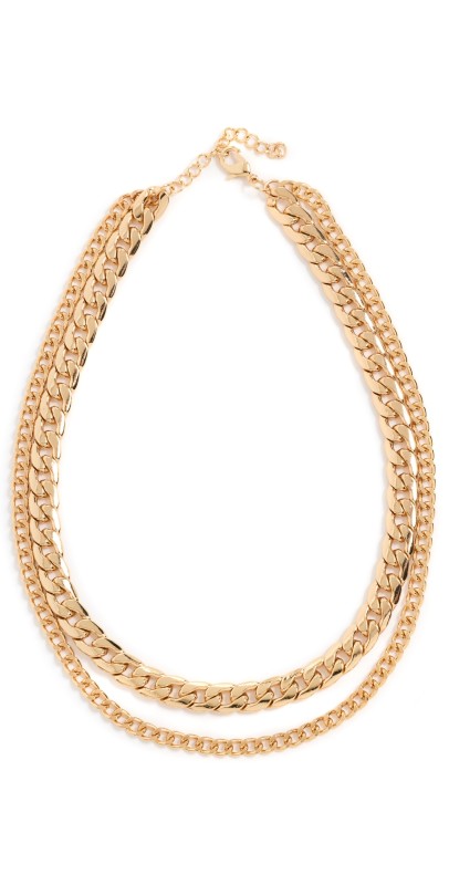 Argento Vivo 2 Layer Curb Chain Necklace Gold