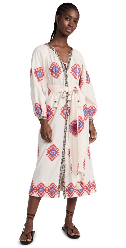 Johanna Ortiz Create Memories Tunic Dress Ecru/Red