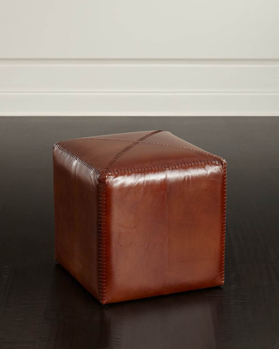 Boland Small Leather Ottoman