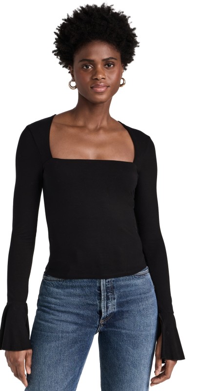 Reformation Lucca Knit Top Black