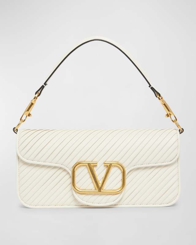 VLOGO Plisse Leather Chain Shoulder Bag