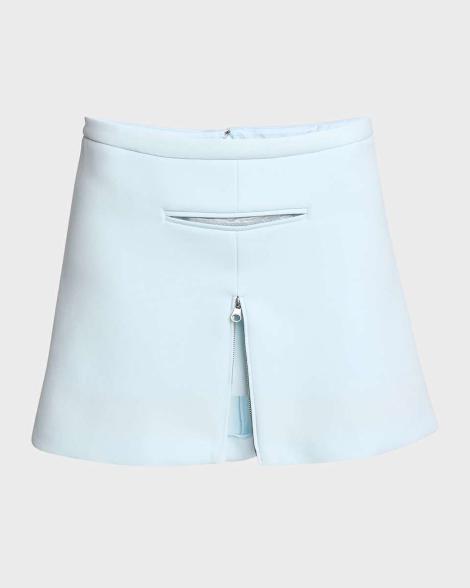 Tailored Zip Twill Mini Skirt