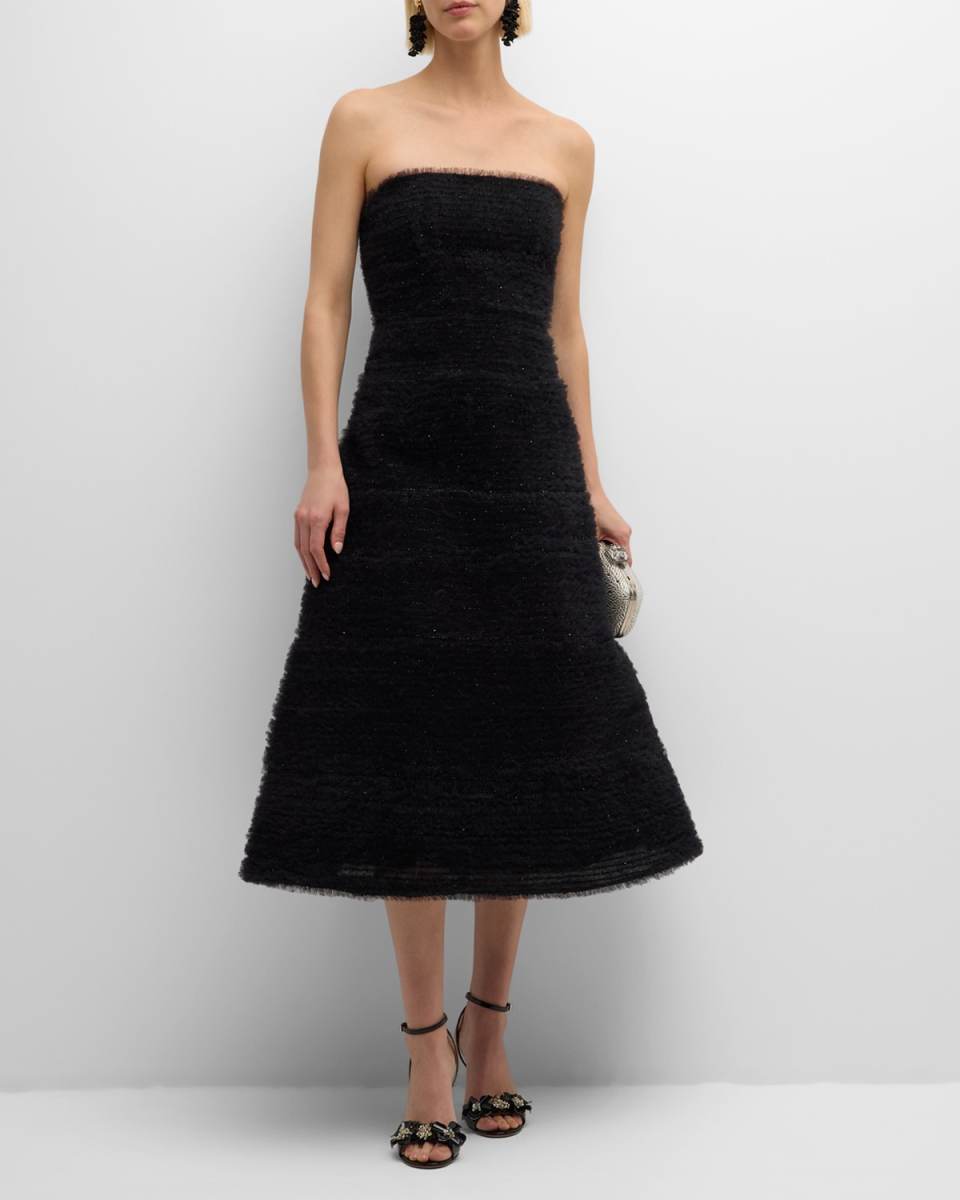 Embellished Tulle Strapless Fit-&-Flare Dress