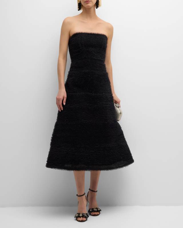 Embellished Tulle Strapless Fit-&-Flare Dress